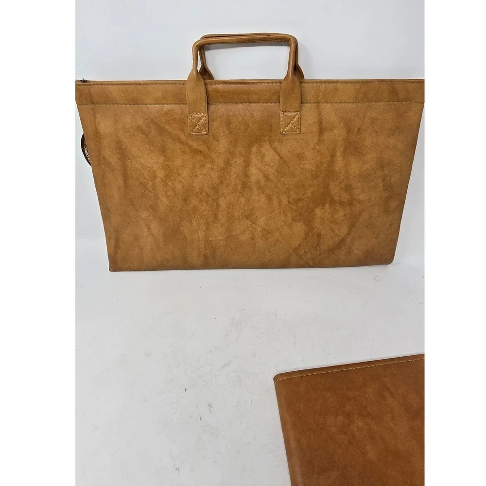 Vtg Mascot faux leather briefcase document carrier professional w/writing pad